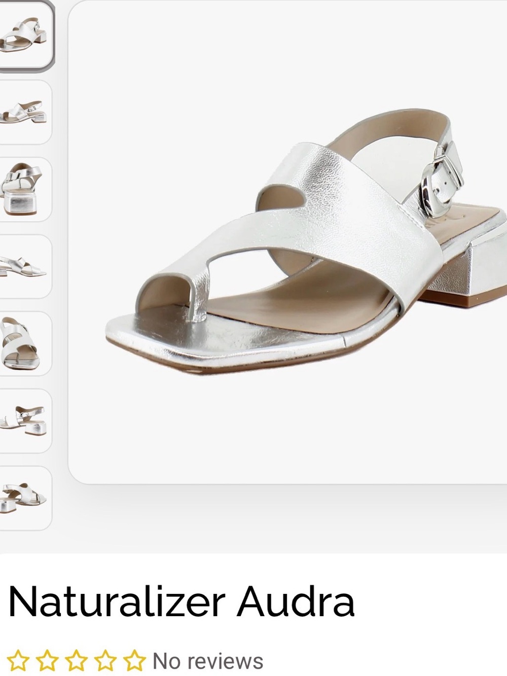 Naturalizer Silver Metallic Leather Slingback Sandal